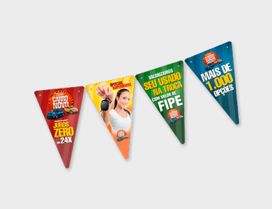 Bandeirolas Pequenas Couchê 250g Verniz Total Frente 15x24,5 cm - 4x0 - 10 unid