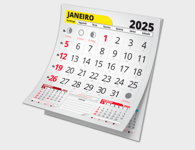 Bloco de Calendário 2025 para Folhinha Duplex 21x23 cm - 250 unid