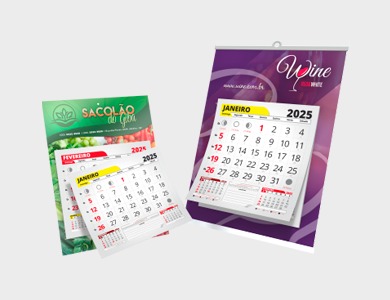 Folhinha com Bloco de Calendário 2025 Supremo 300g Sem Verniz 20x27cm - 4x0 - 250 unid