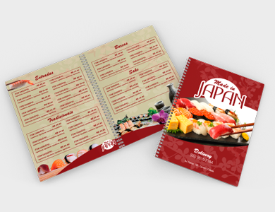 Cardápio Wire-o com 14 Páginas em PVC 0,5mm Fosco Frente e Verso 21,5x29cm - 4x4 - 10 unid