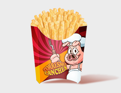 Embalagem de Batata Grande Papel Alimentício 270g com Película Antigordura 8,9x4x12,5cm - 4x0 - 50 unid