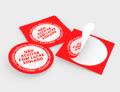 Lacre de Segurança Redondo Adesivo Papel Sem Verniz 4x4 cm - 4x0 - 500 unid