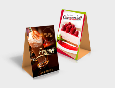 Prisma de Mesa Vertical Couchê 300g Laminação Fosca 10x15cm - 4x1 - 50 unid